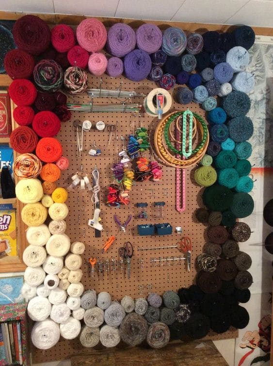 pegboard yarn organizer