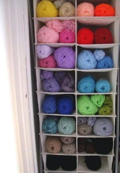 shoe organizer for yarn storage