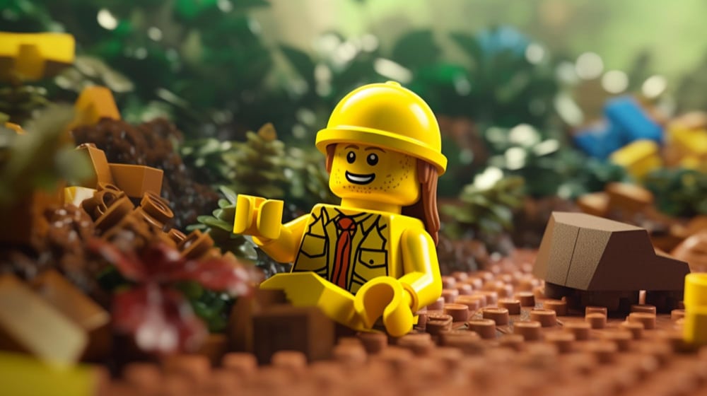 A view of a construction worker lego type