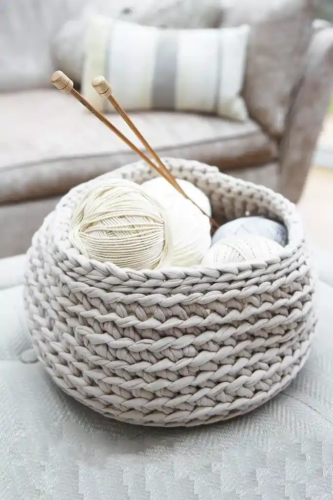 crotchet basket for yarn storage