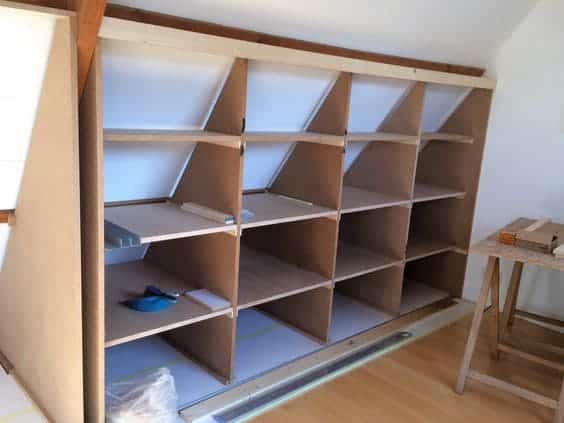 angles shelves for attic storage