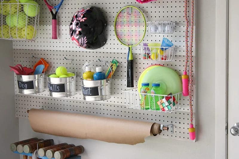 toys arranged in pegboards