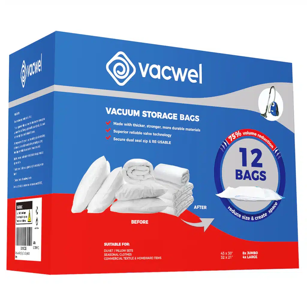 A pack of Vacwel Packing Bags for Bedding Storage