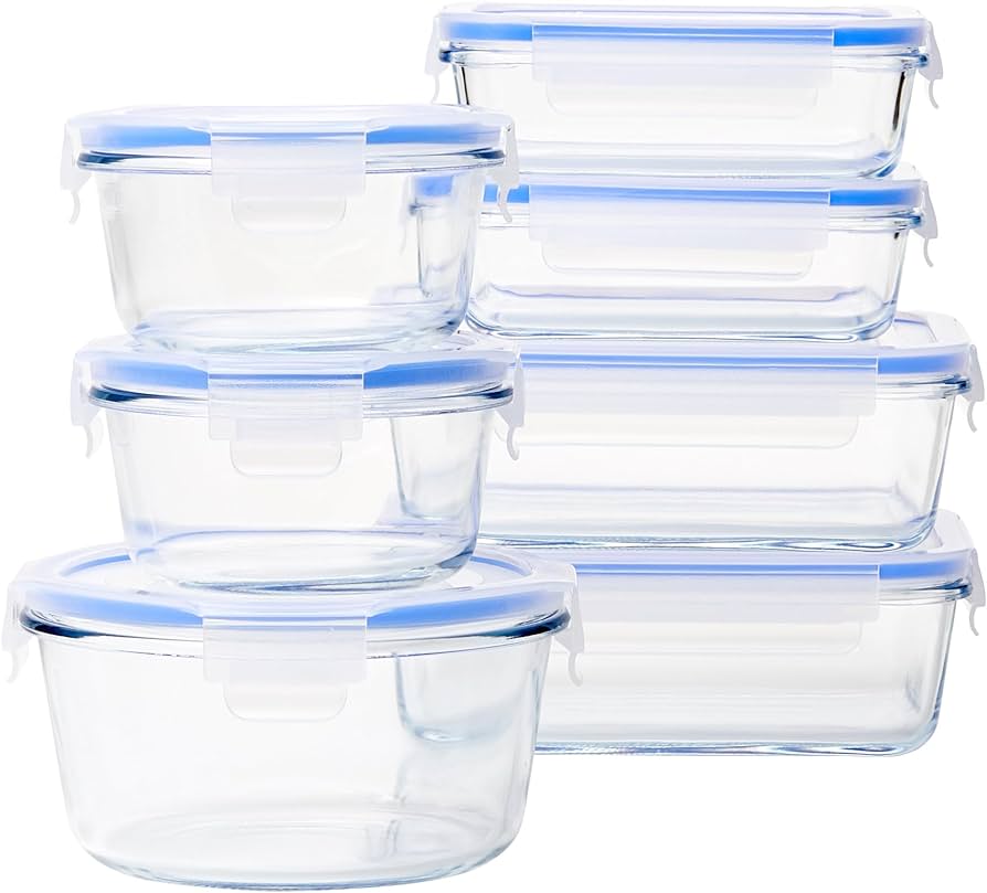 A view of Amazon Basics Glass Container Storage set