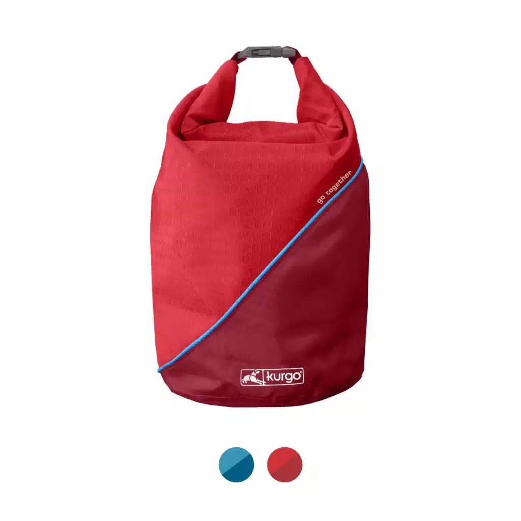 A view of a red Kurgo Travel Dog Storage Bag