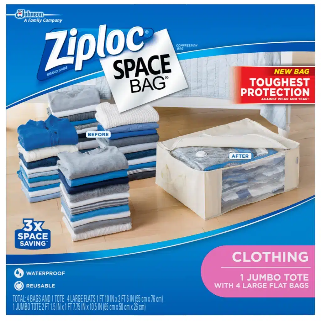 A view of the pack of Ziplock Space Vacuum Storage Bags