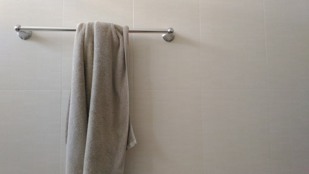 A view of a towel hung on a bar